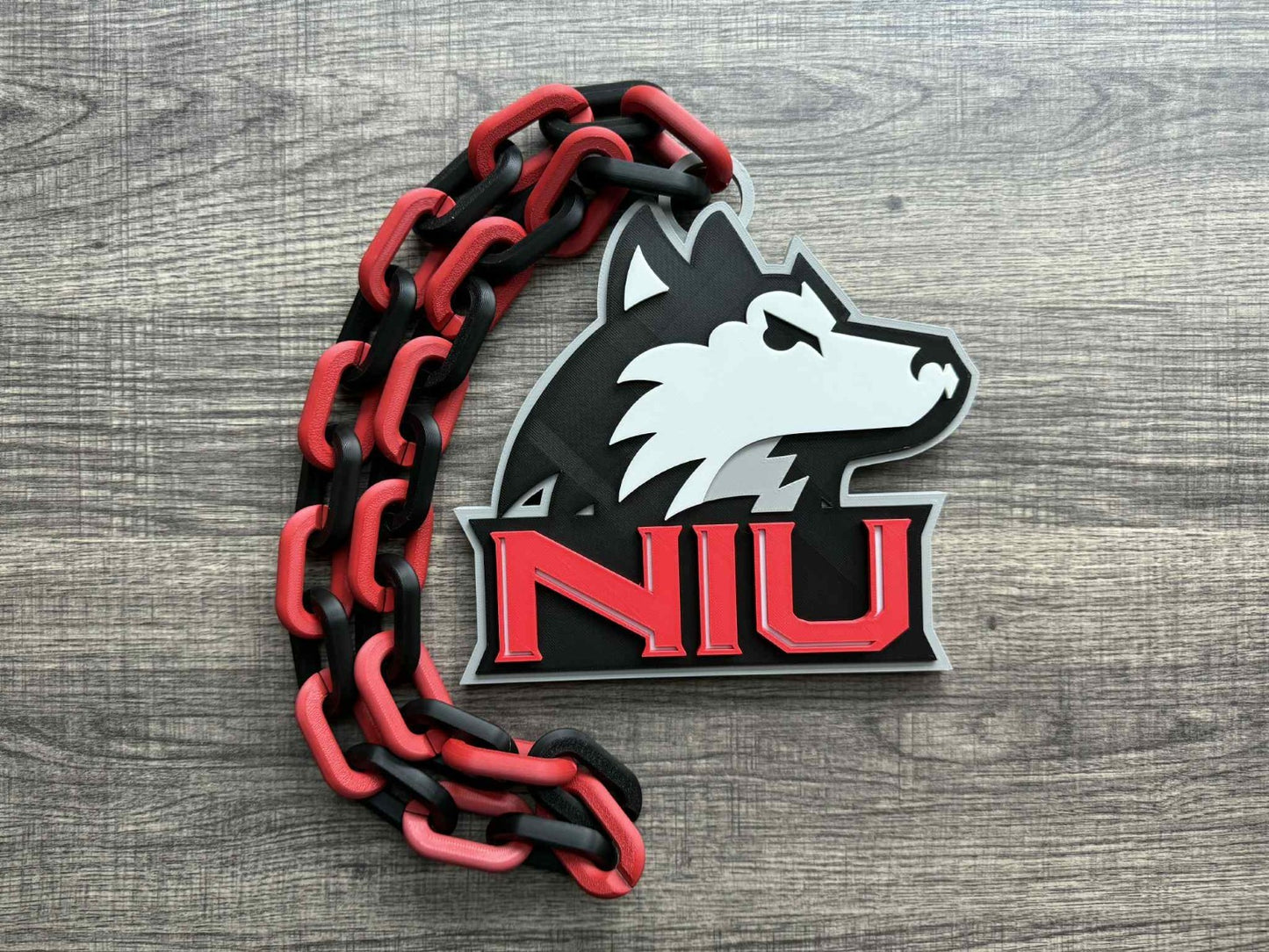 Northern Illinois Huskies Logo Oversized Necklace, Pendant Chain [Made To Order]