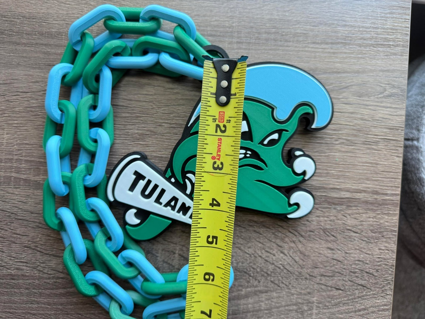 Tulane Green Wave Oversized Necklace, Hype Chain [Made To Order]