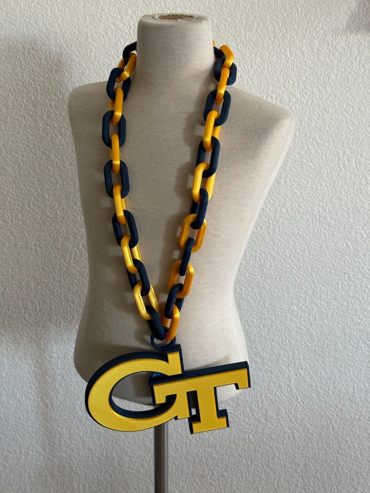 Georgia Tech Yellow Jackets Oversized Turnover Chain Necklace Handmade