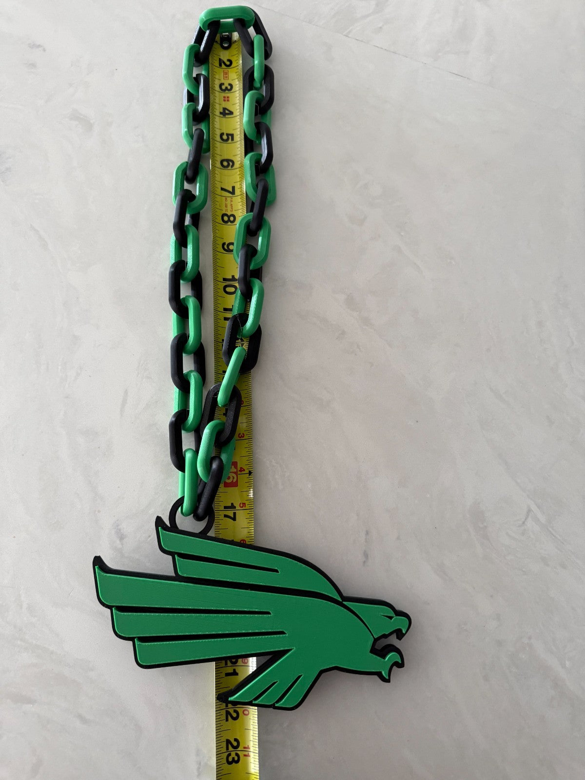 North Texas Mean Green Oversized Necklace Turnover Chain Handmade 3D Printed