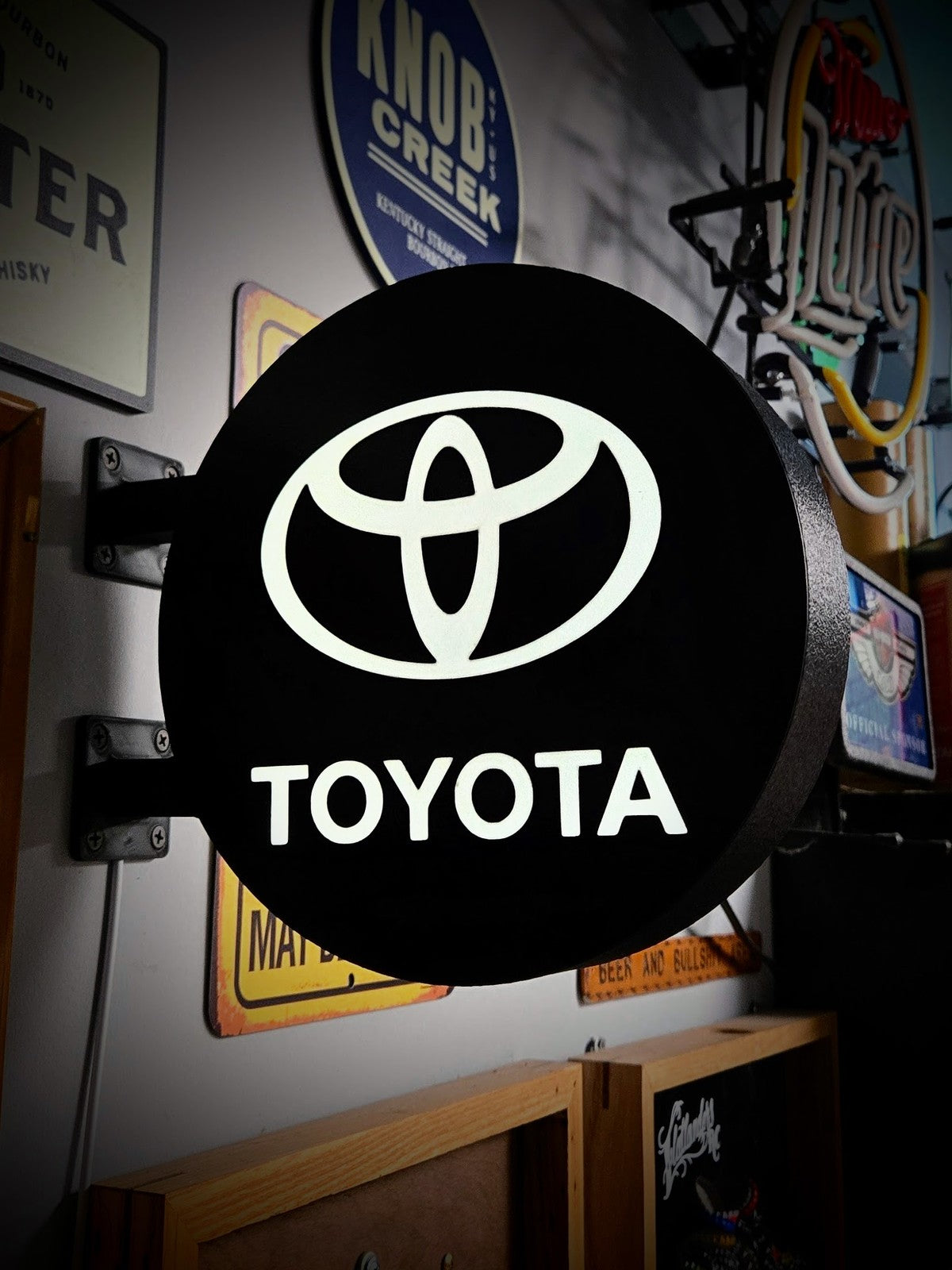 Toyota Logo 12 Inch Light Box LED Sign 3D Printed Wall Decor Man Cave Garage