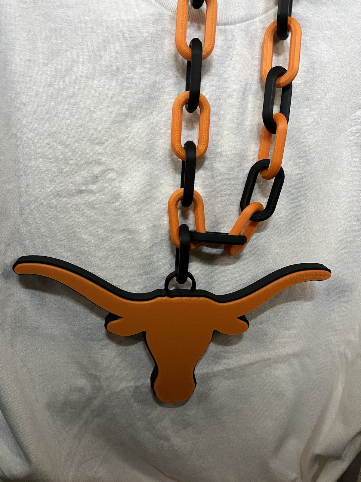 XL Texas Longhorn Medallion 3D Printed in PLA 42” Chain Link Style Necklace