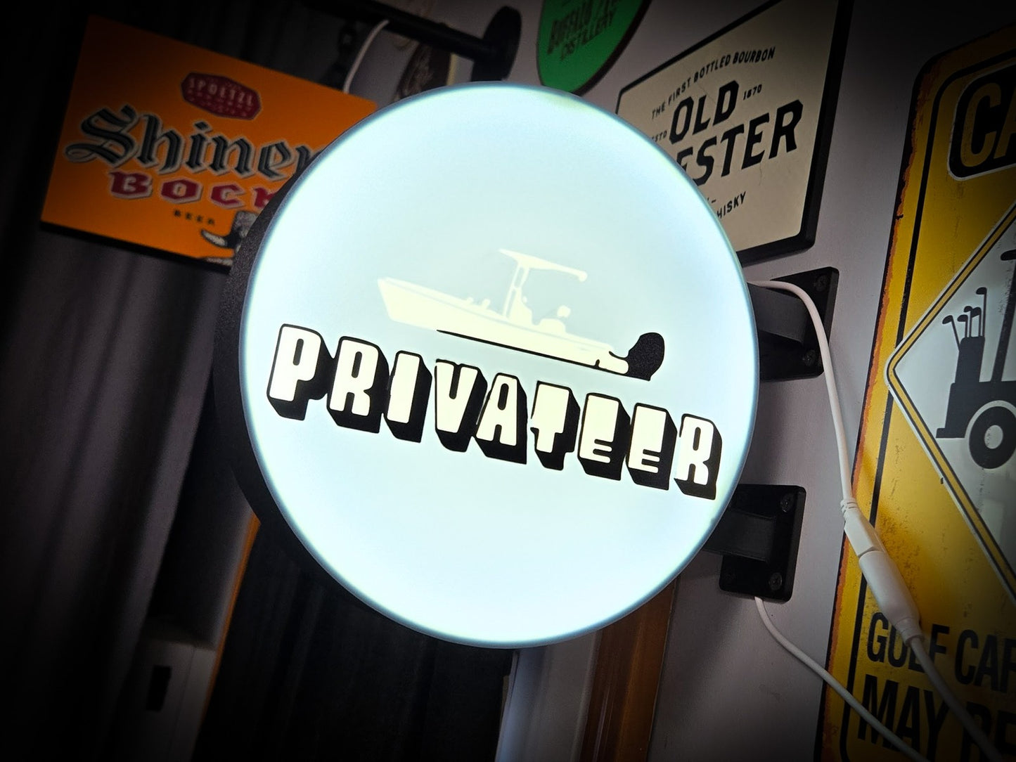 PRIVATEER Boats 12 Inch Light Box LED Sign 3D Printed Wall Decor Man Cave Garage