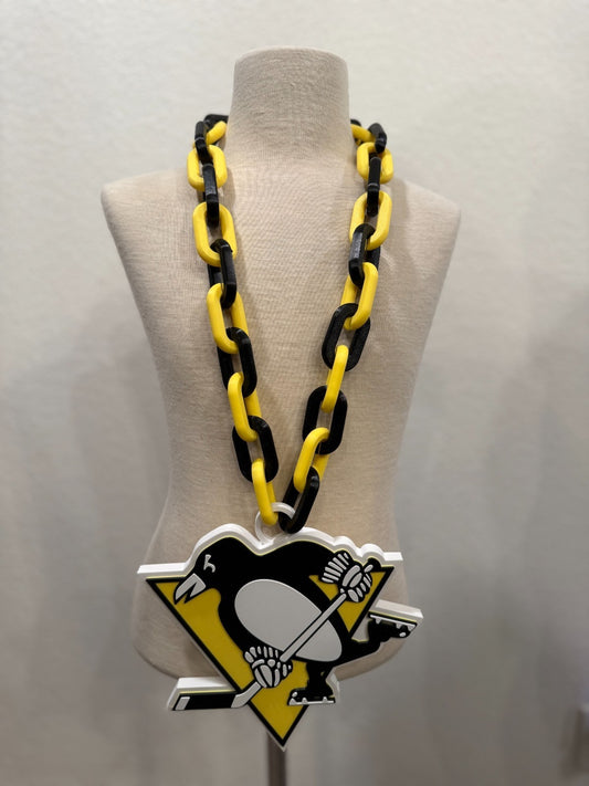 Pittsburgh Penguins Oversized Necklace, Fan Chain,"The Pens"
