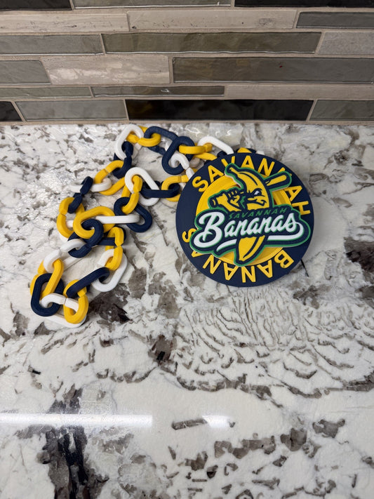 Savannah Bananas Spinner Turnover Chain | 4.75” Pendant | 36” Chain