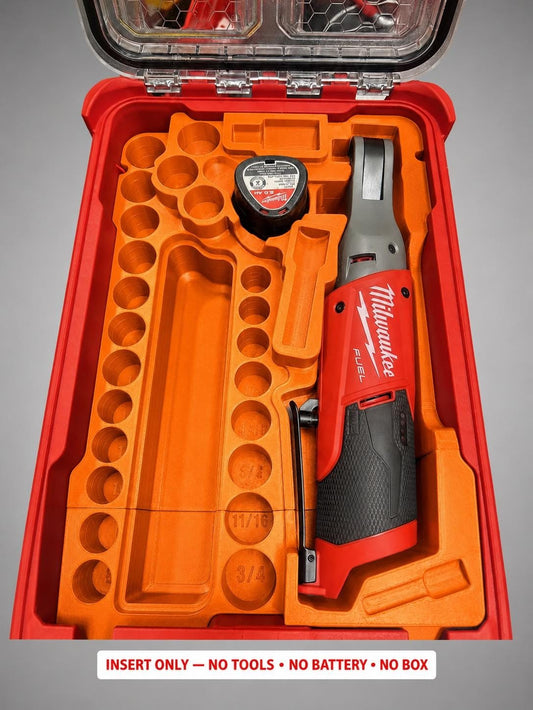Milwaukee Packout Insert for M12 Fuel 3/8 in Ratchet + Shockwave 43pc Socket Set