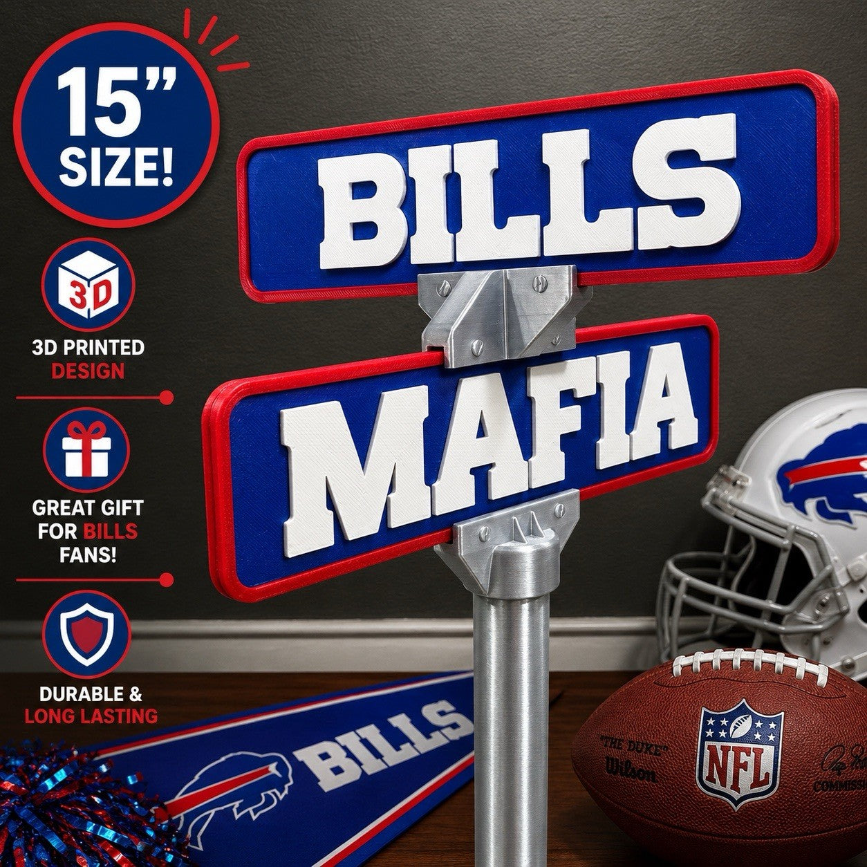 Buffalo Bills Mafia Street Sign Man Cave Memorabilia Office Desk Decor Fan Gift