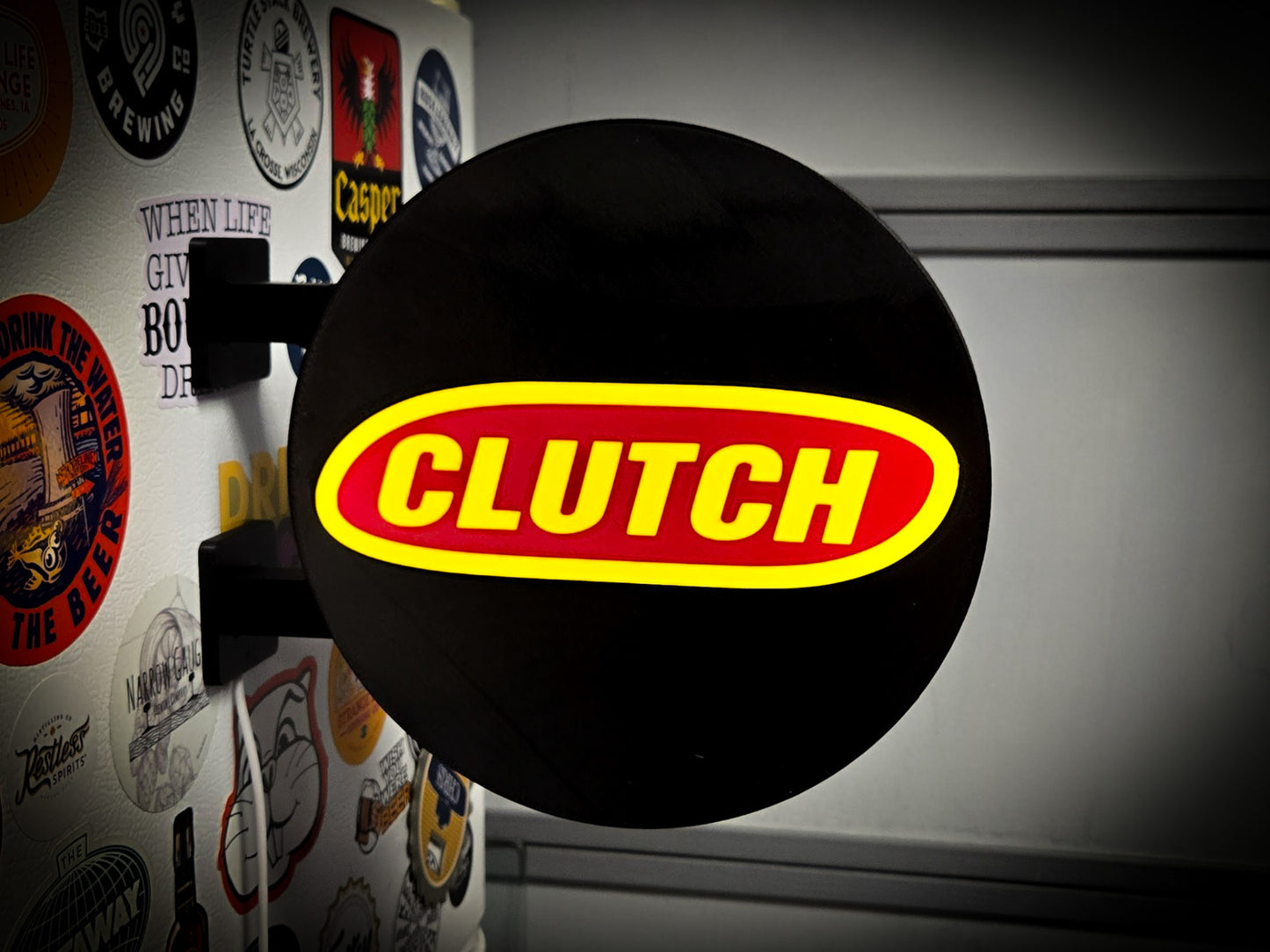 CLUTCH 12 Inch Light Box LED Sign 3D Printed Wall Decor Man Cave Garage