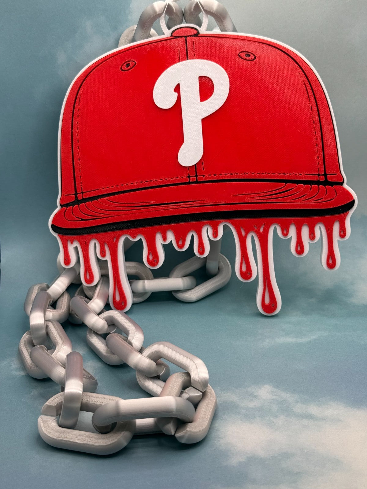 Philadelphia Phillies Drip Baseball Cap Oversized Fan Hype Chain "Go Phils"
