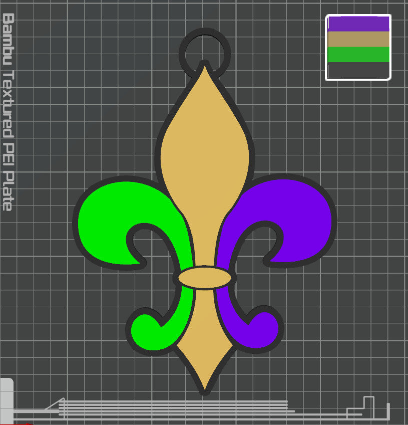 Mardi Gras Logo 3D printed Hype Chain with 26 Links Per Chain