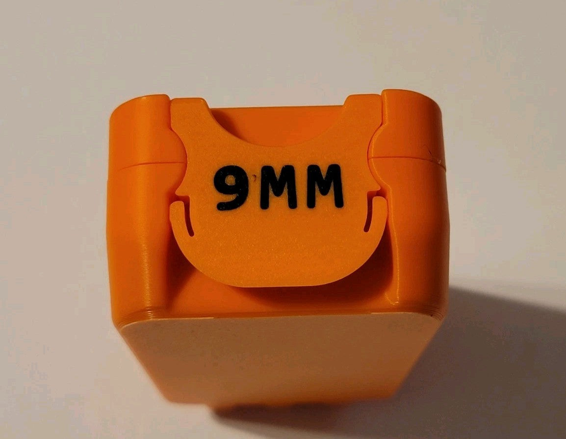 9mm Ammo Box Snap Lock 50 rd Compact 3d Printed Storage Orange Black Pla