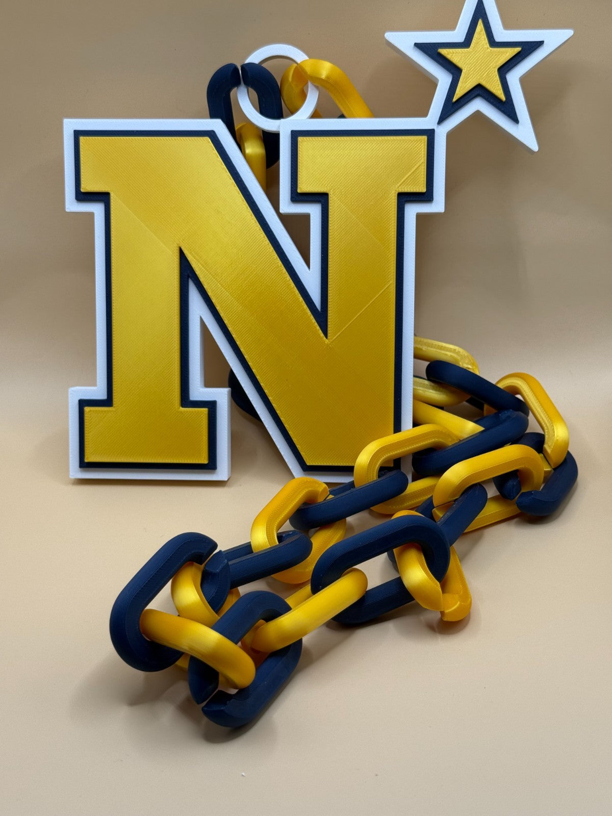 Navy Midshipmen Logo Necklace Oversized Turnover Chain HandMade 3D Printed