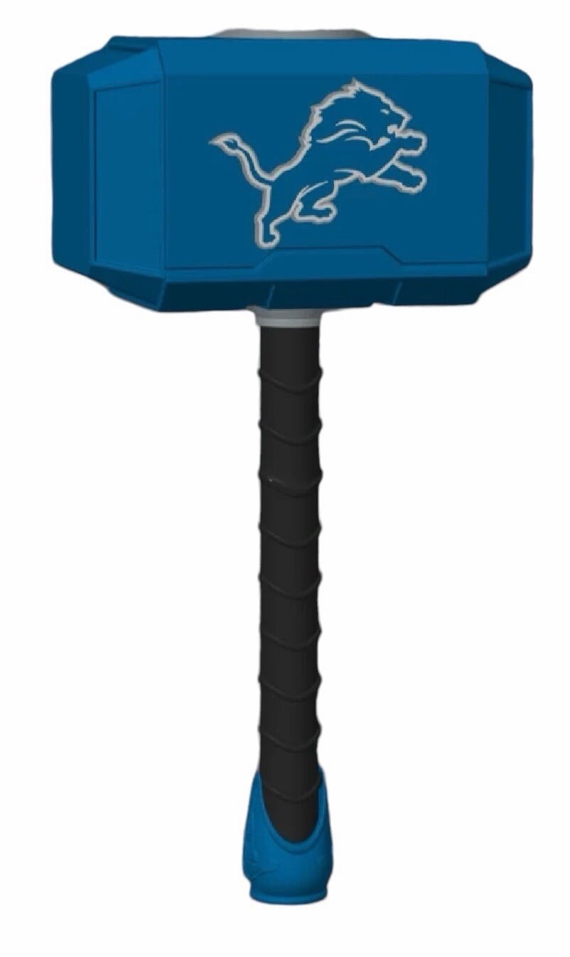 Lions Football Themed Mjolnir Thor's Hammer