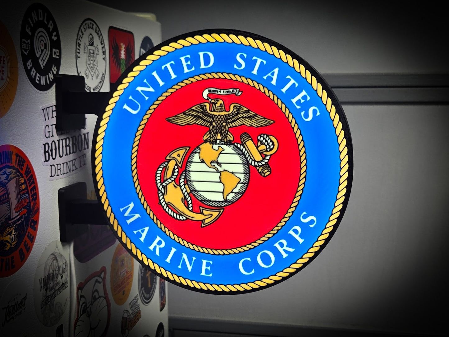 UNITED STATES MARINE CORPS 12 Inch Light Box LED Sign 3D Printed Wall Decor