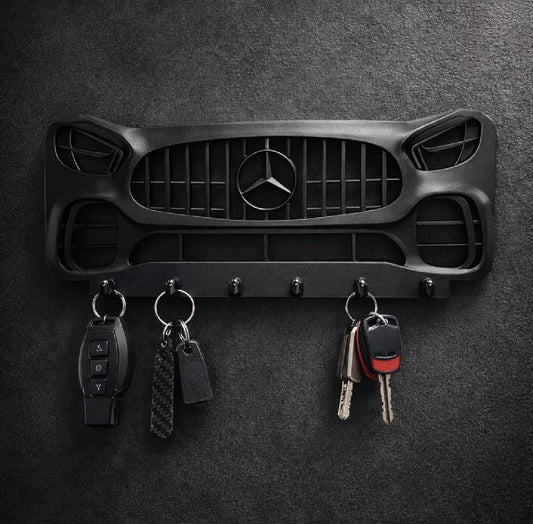 Car Grille Style 6-Hook Key Rack Holder, 3D Printed Matte Black Modern Decor