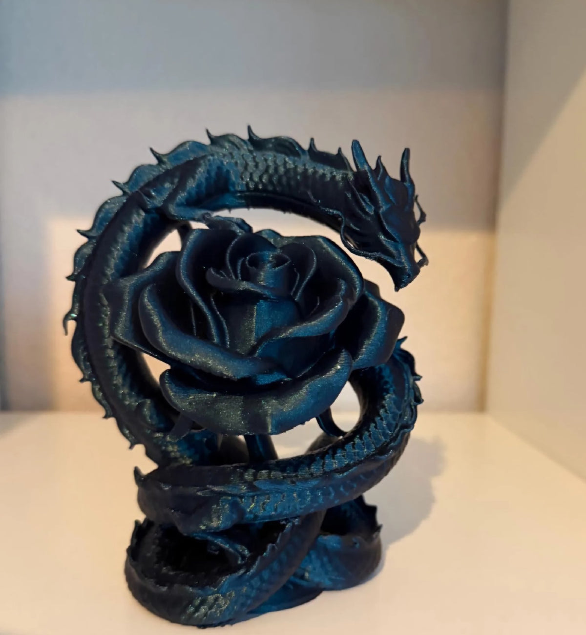 Guardian Rose Dragon Figure 3D Printed