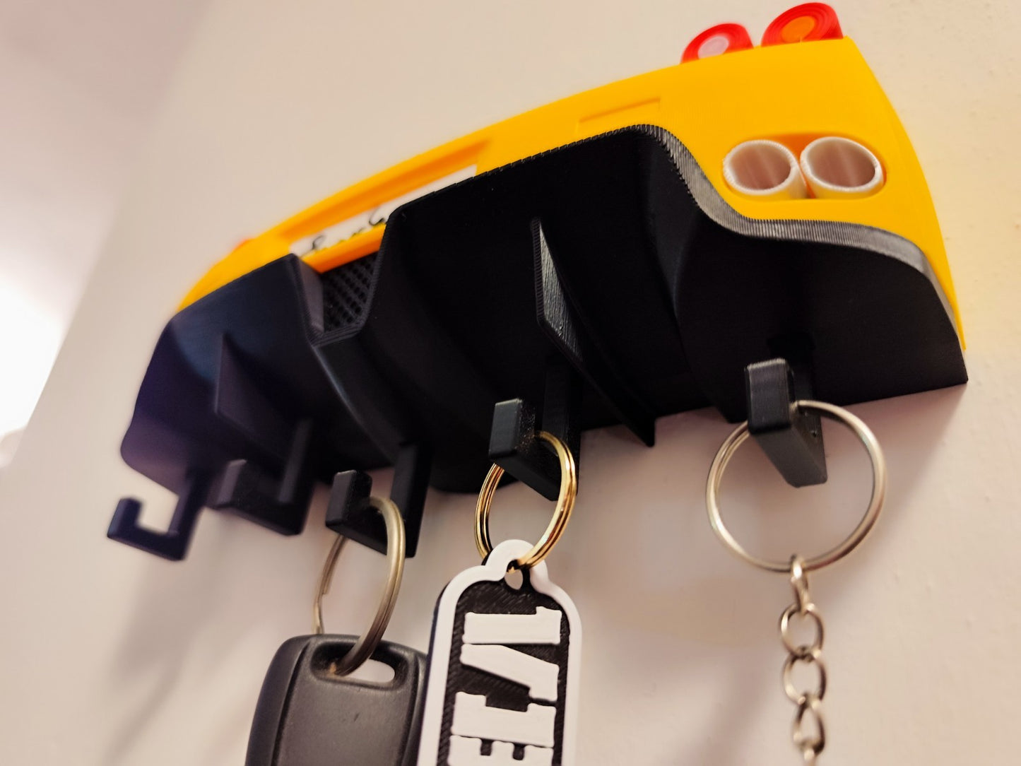 Exotic Supercar Key Holder – Yellow Sports Car Inspired Wall Mount Organizer wit