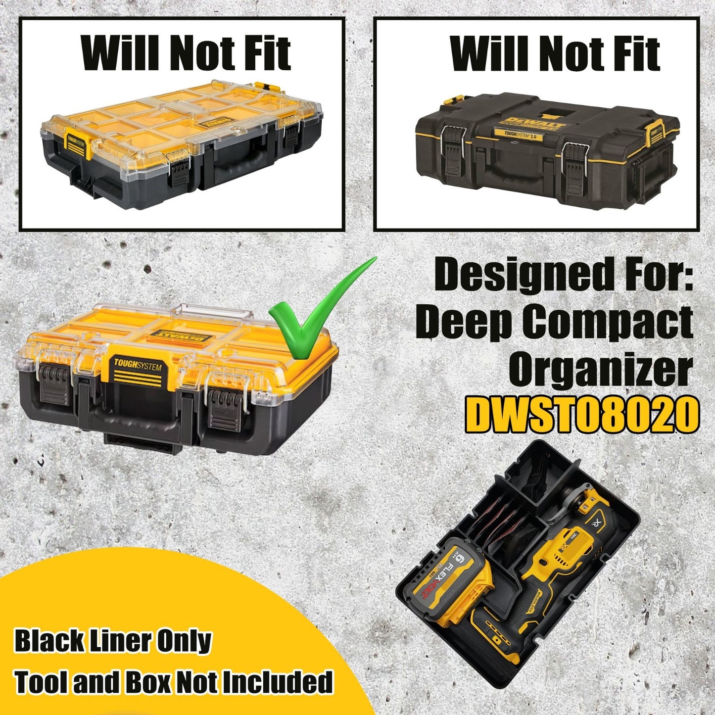 DeWALT Deep Compact Organizer 20V Oscillating Multi-Tool DCS365B (Insert Only)