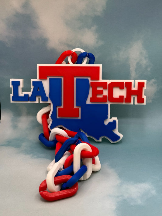 Louisiana Tech Bulldogs Fan Chain Necklace 3D Printed NCAA Big Logo Hype Chain