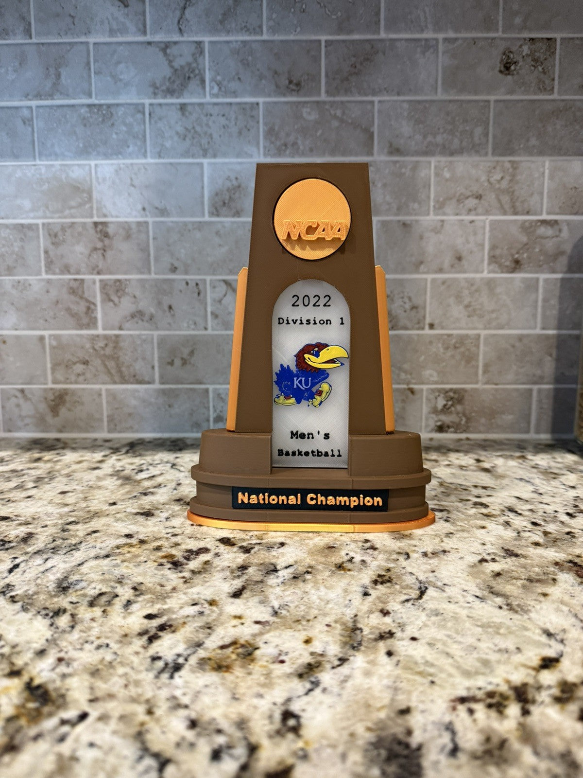 Kansas Jayhawks  2022 ncaa national champion trophy. 3d printed. Custom made