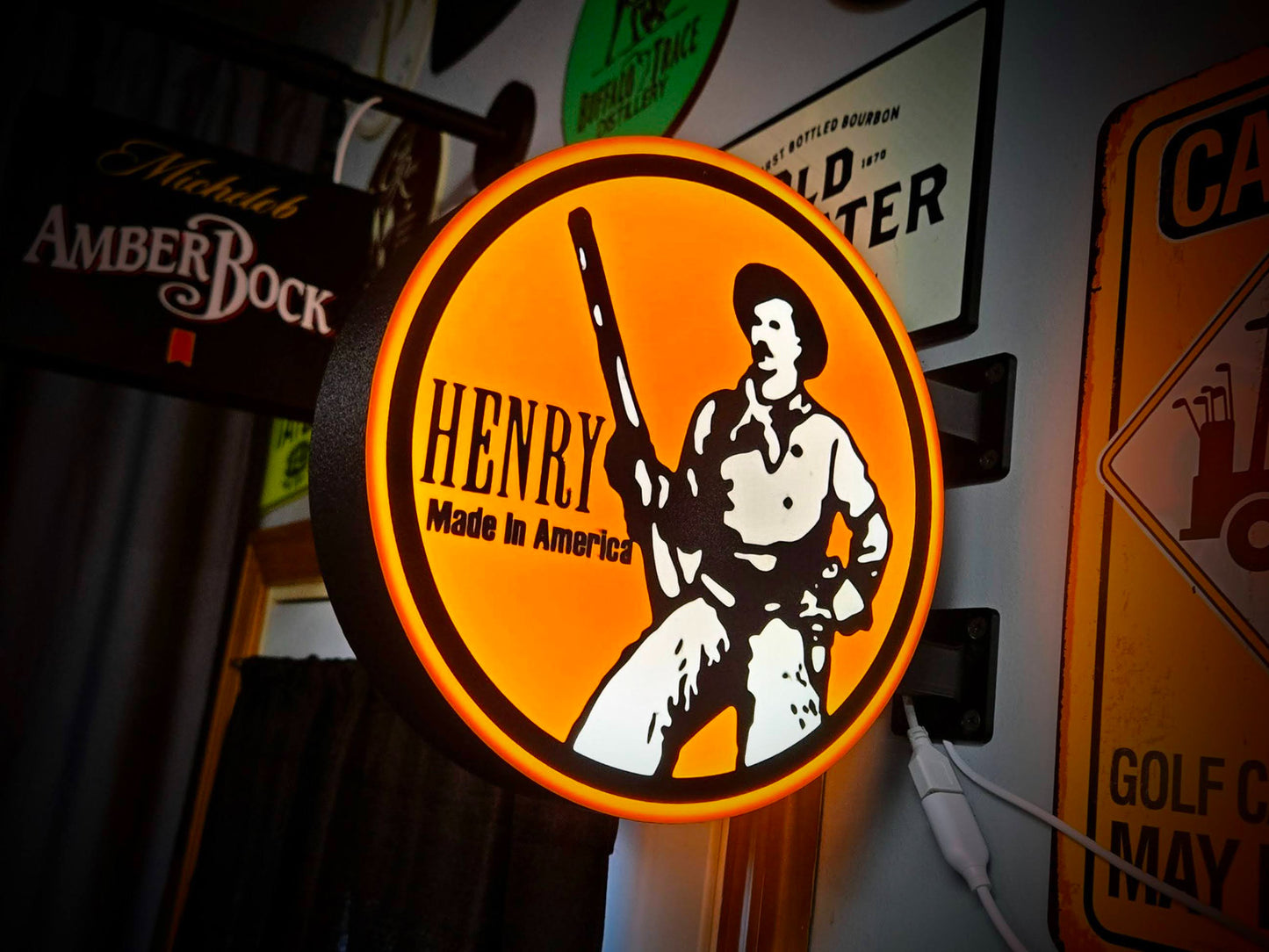 HENRY 12 Inch Light Box LED Sign 3D Printed Wall Decor Man Cave Garage