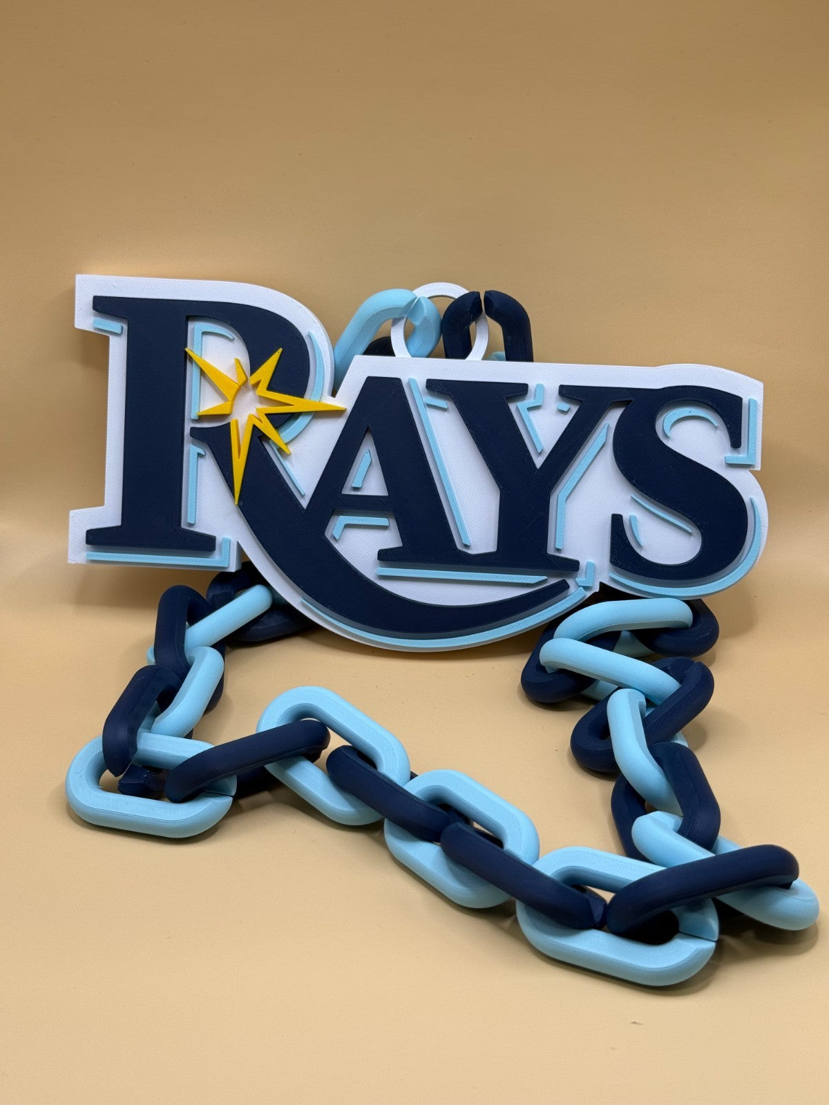 Tampa Bay Rays Oversized Necklace, Pendant Turnover Chain HandMade 3D Printed