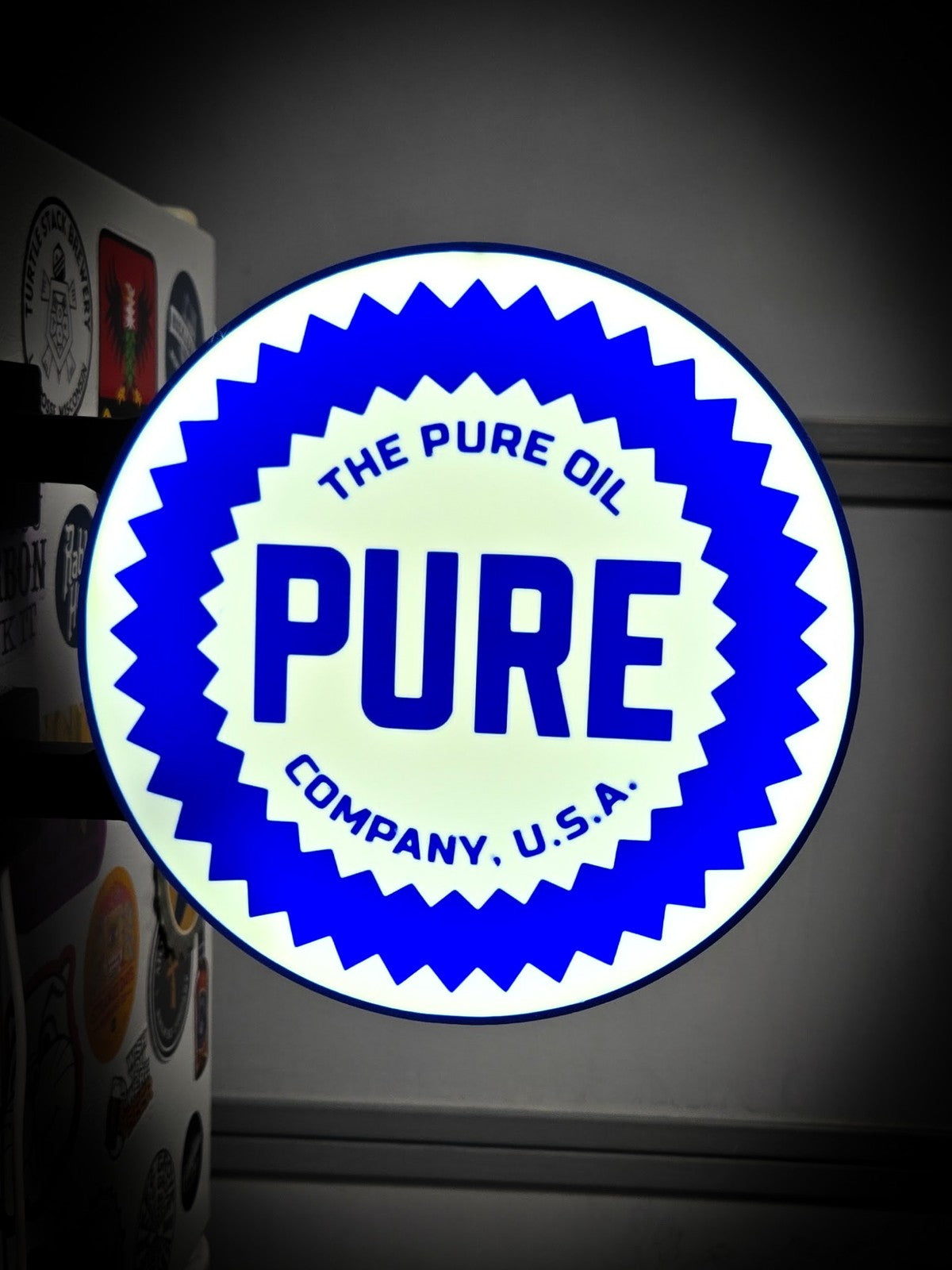 PURE OIL 12 Inch Light Box LED Sign 3D Printed Wall Decor Man Cave Garage