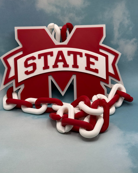 Mississippi State Bulldogs Logo Oversized Necklace, Pendant Chain