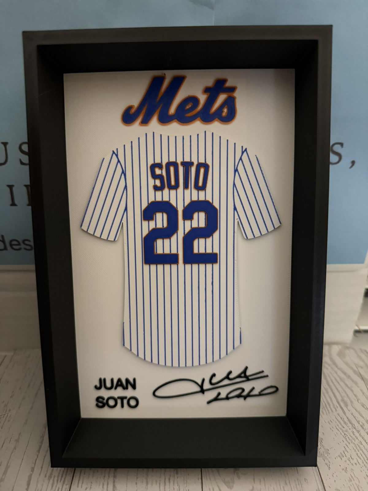 Baseball-J Soto Inspired Mets Jersey Display 3D Printed Wall or Desktop Decor