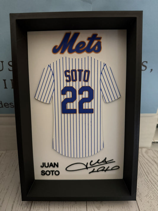 Baseball-J Soto Inspired Mets Jersey Display 3D Printed Wall or Desktop Decor