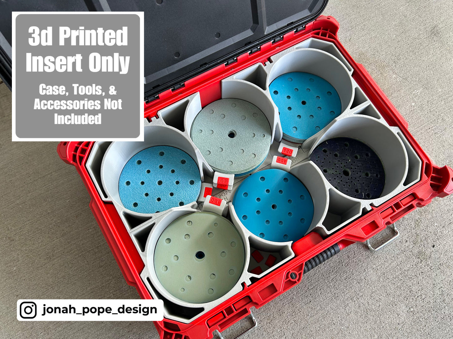 Orbital Sander 6" Disc Storage Insert for Milwaukee Packout (Insert Only)