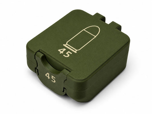 45 ACP Ammo Box – 25 Rounds - Snap Close Storage Box | Fully Customizable