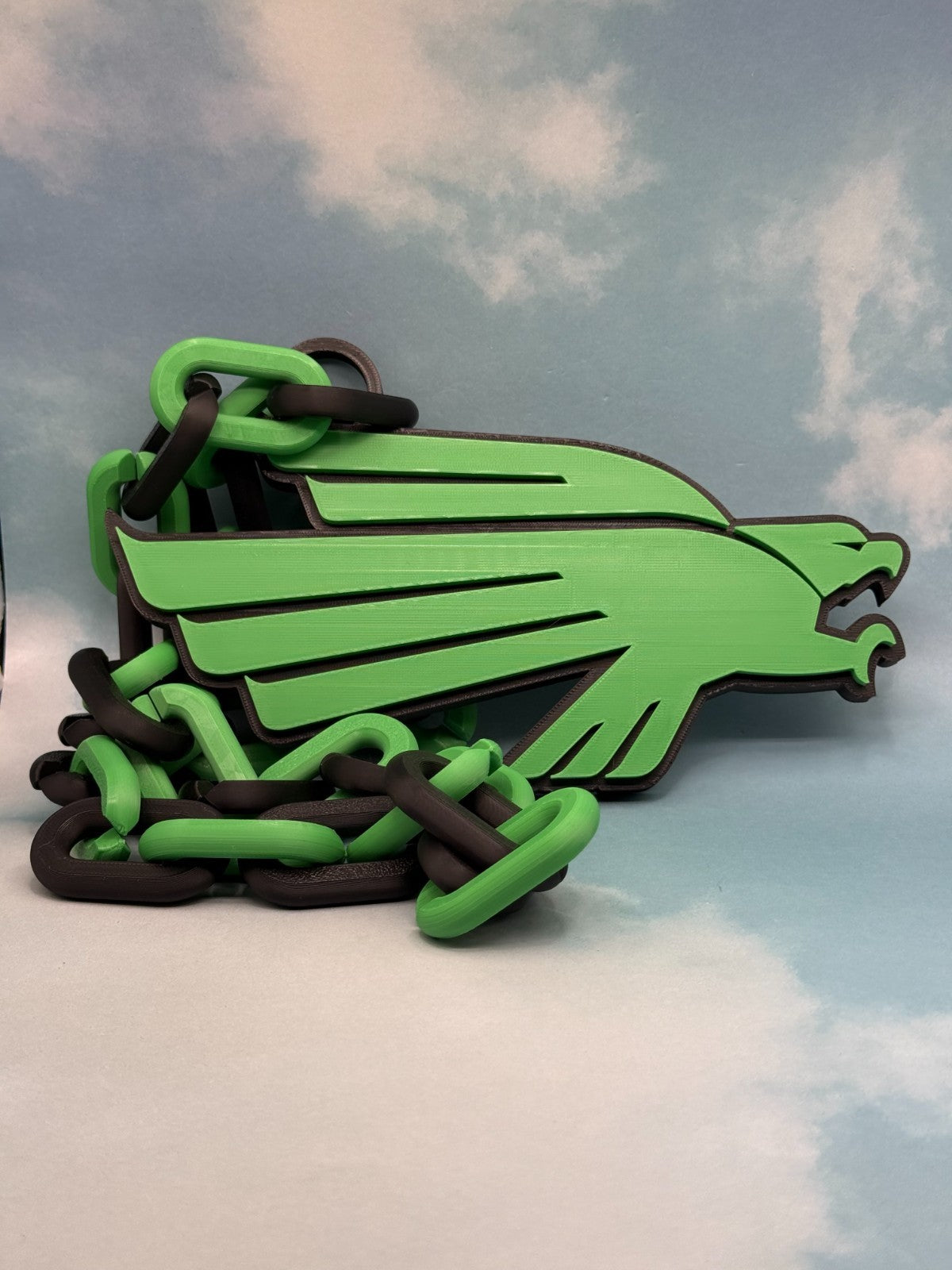 North Texas Mean Green Oversized Necklace Turnover Chain Handmade 3D Printed