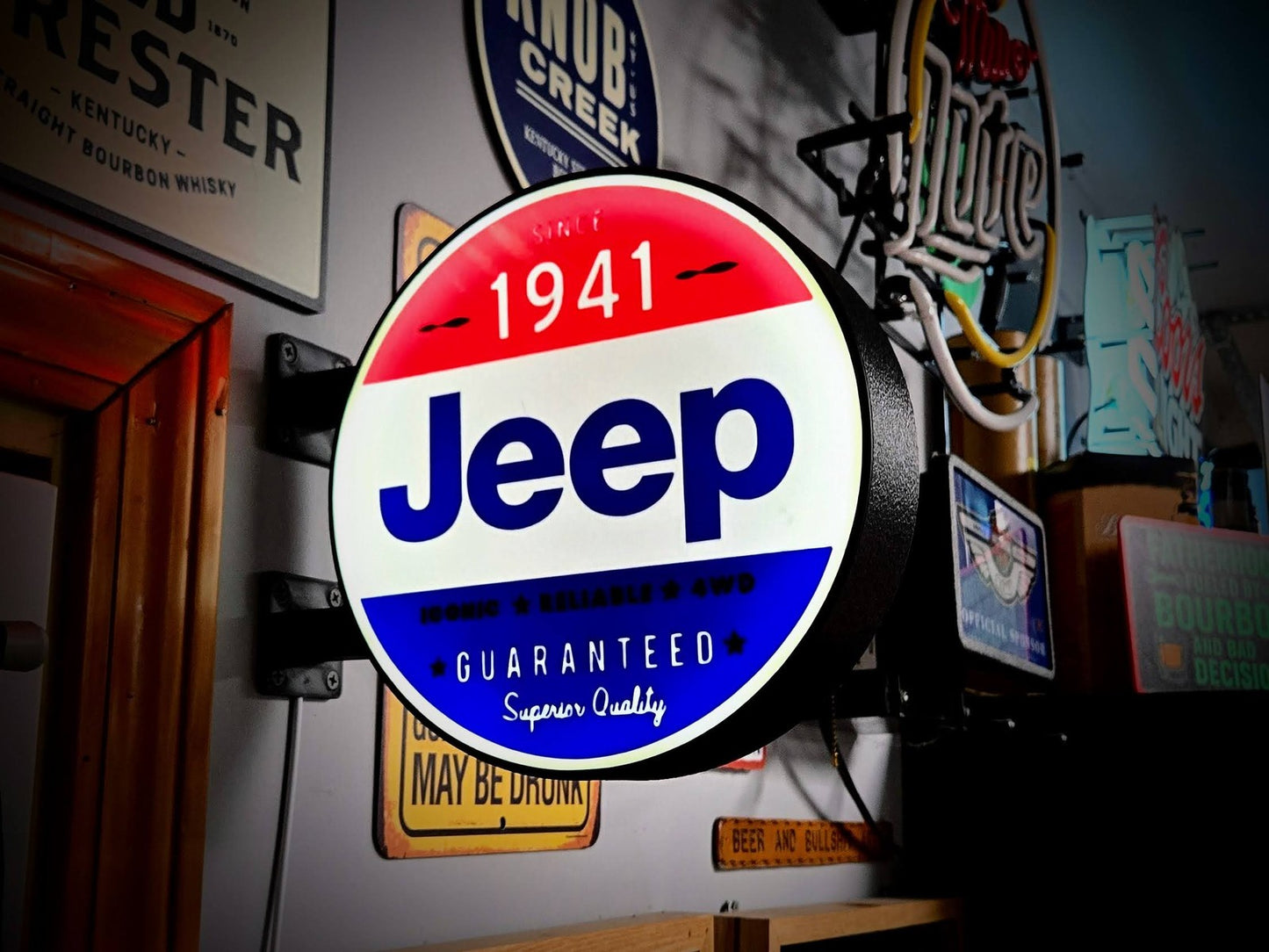 JEEP 1941 v1 12 Inch Light Box LED Sign 3D Printed Wall Decor Man Cave Garage
