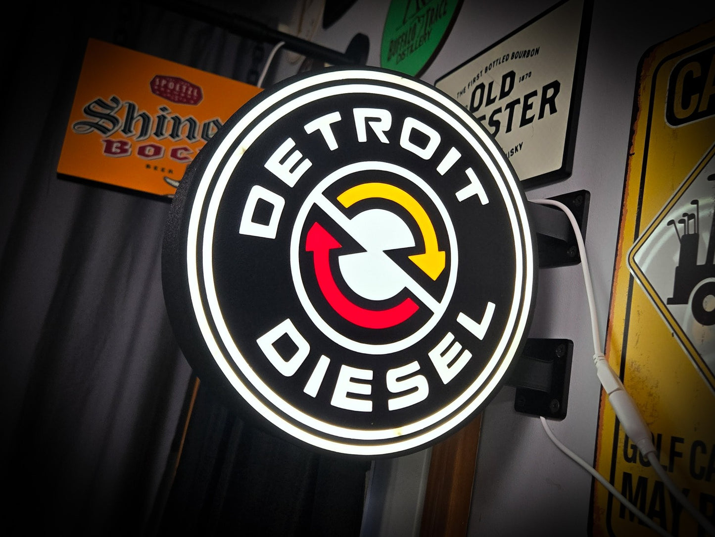 DETROIT DIESEL 12 Inch Light Box LED Sign 3D Printed Wall Decor Man Cave Garage