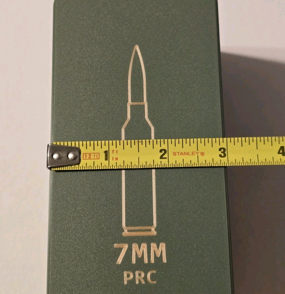 7mm PRC Ammo Box Snap Lock 36 rd 3D Printed Storage Olive Green Gold Pla
