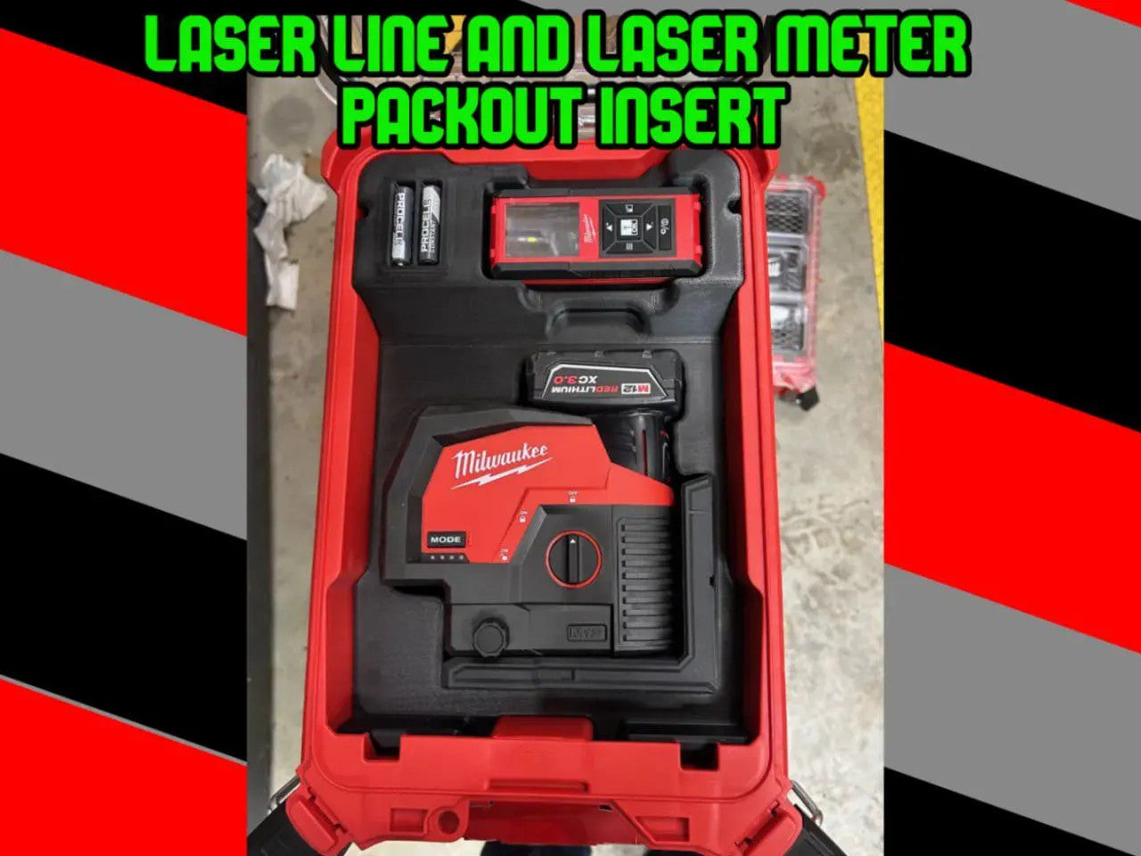 Packout Insert 3D Printed ABS Organizer For Laser Meter 3622-20 And Laser Line 4