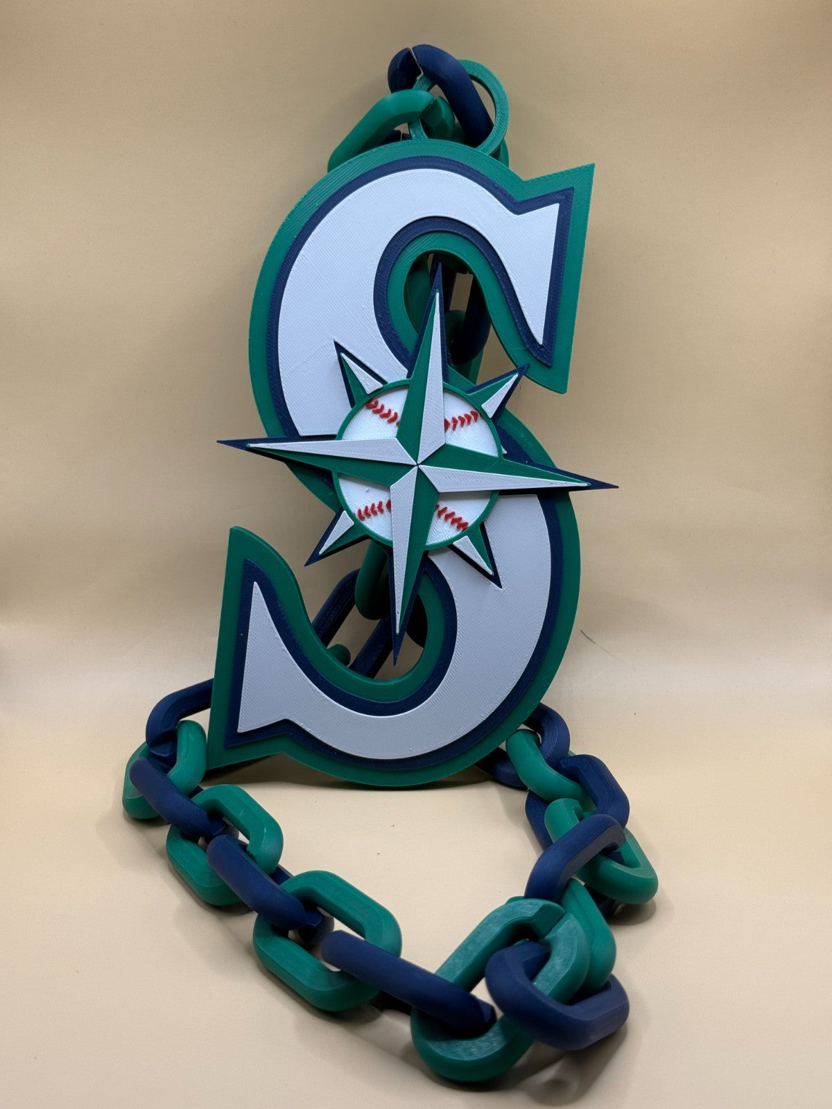 Seattle Mariners Oversized Turnover Chain Necklace, Pendant Handmade 3D Printed