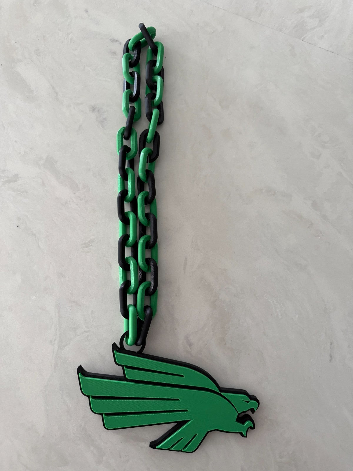 North Texas Mean Green Oversized Necklace Turnover Chain Handmade 3D Printed
