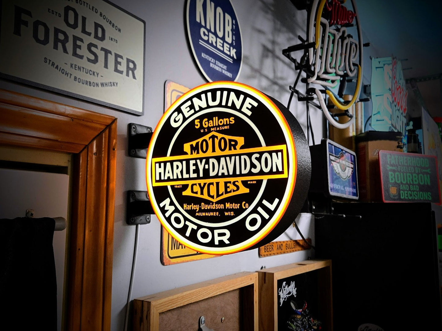 HARLEY DAVIDSON 12 Inch Light Box LED Sign 3D Printed Wall Decor Man Cave Garage
