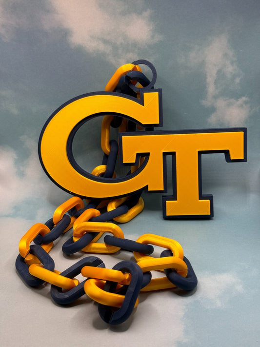 Georgia Tech Yellow Jackets Oversized Turnover Chain Necklace Handmade