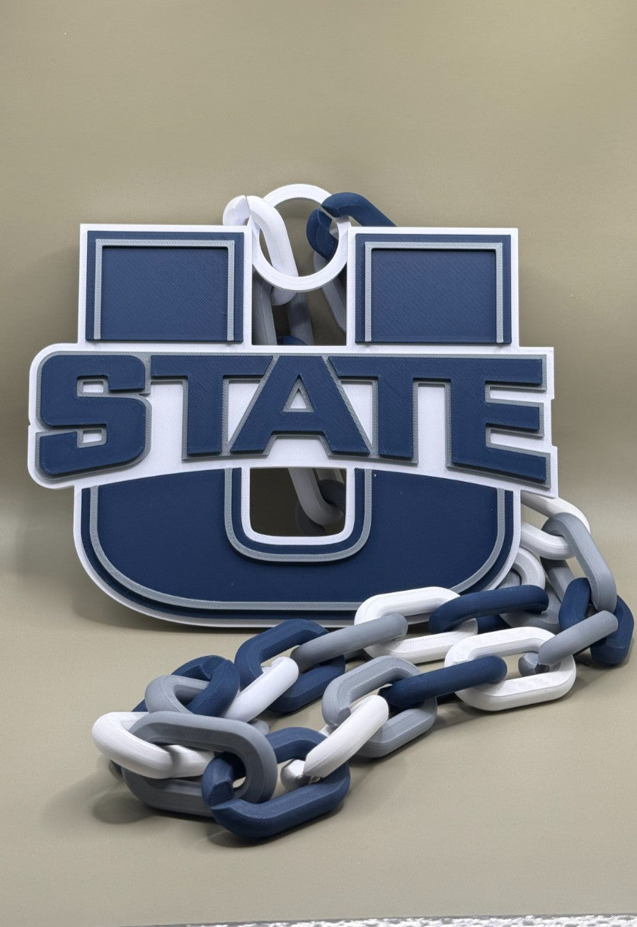 Utah State Aggies Logo Oversized Necklace Hype Pendant Chain HandMade 3D Printed