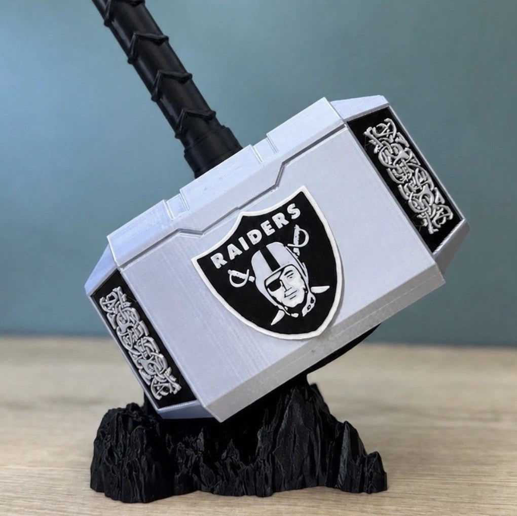 Las Vegas Raiders 13” Thor Hammer & Rock Fan Gifts Man Cave Office Desk Display