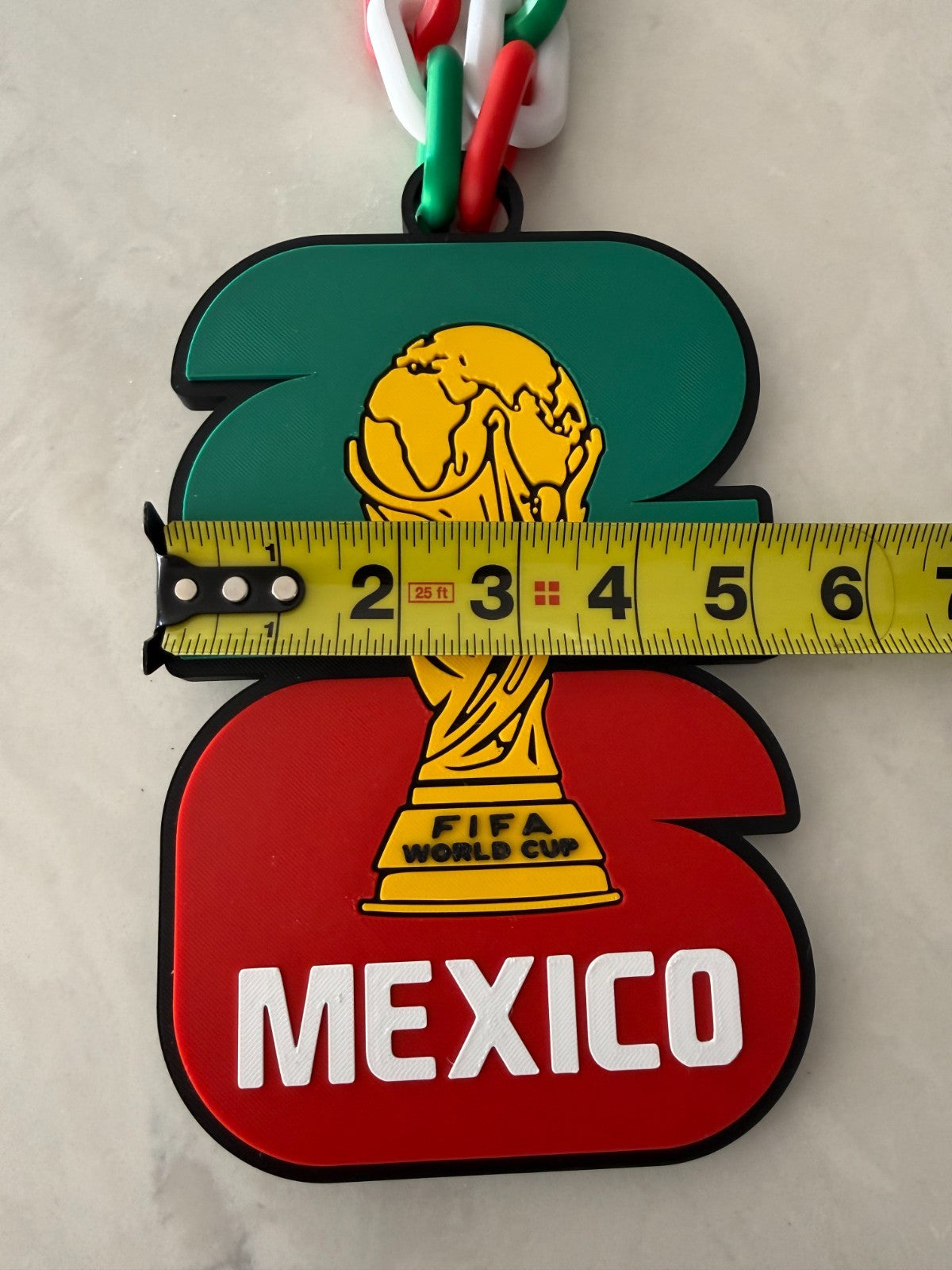 Mexico Soccer Fan Chain Necklace 3D Printed El Tri FMF Big Logo Pendant Green