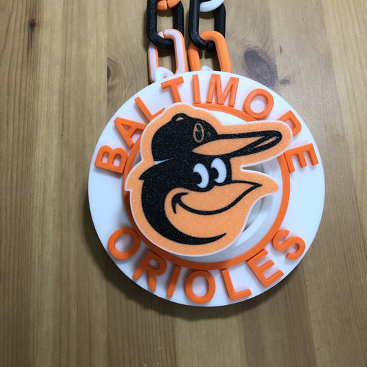 Baltimore Orioles 3D Printed Spinning Fan Chain White Orange Baseball MLB