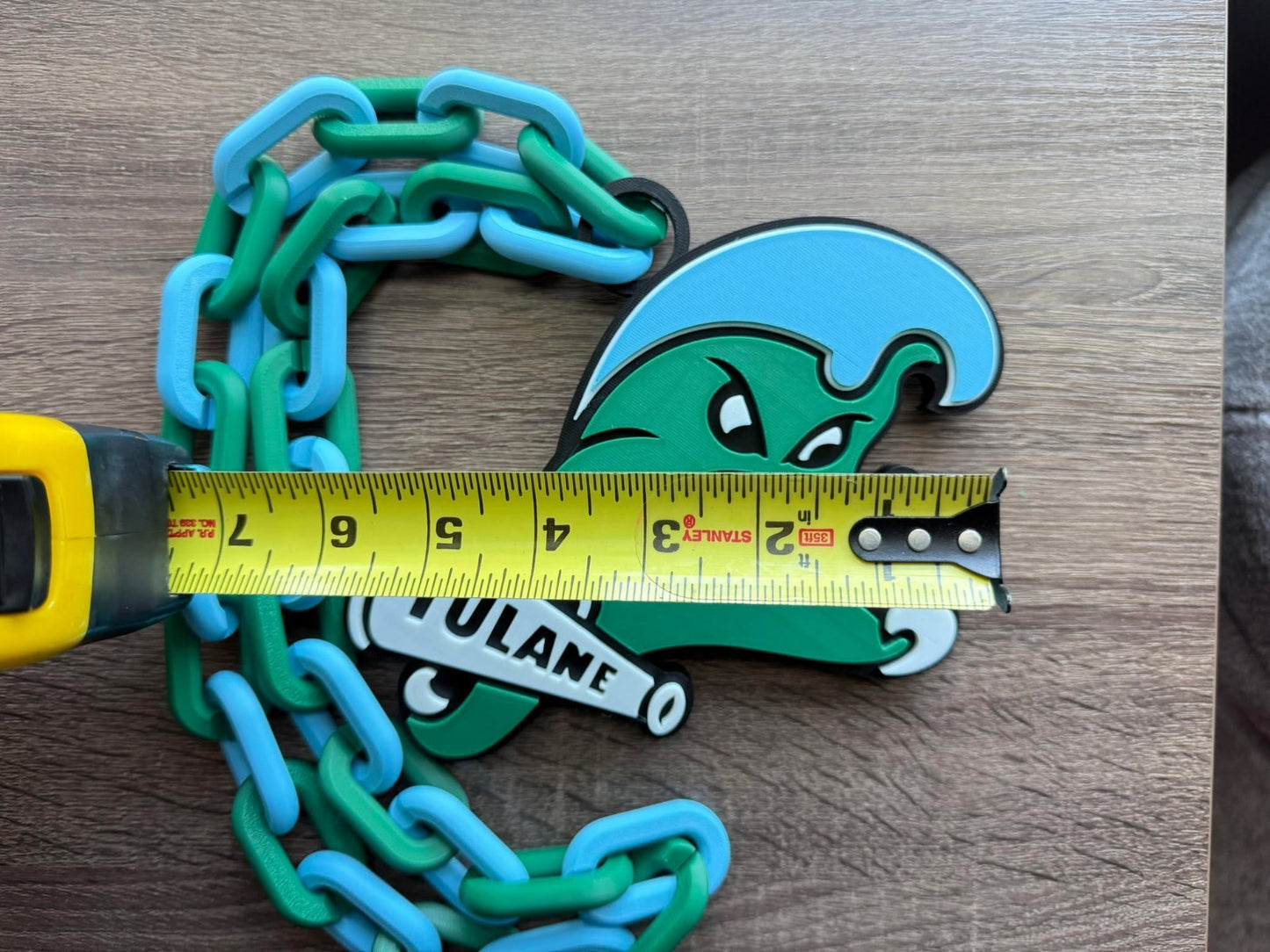 Tulane Green Wave Oversized Necklace, Hype Chain [Made To Order]