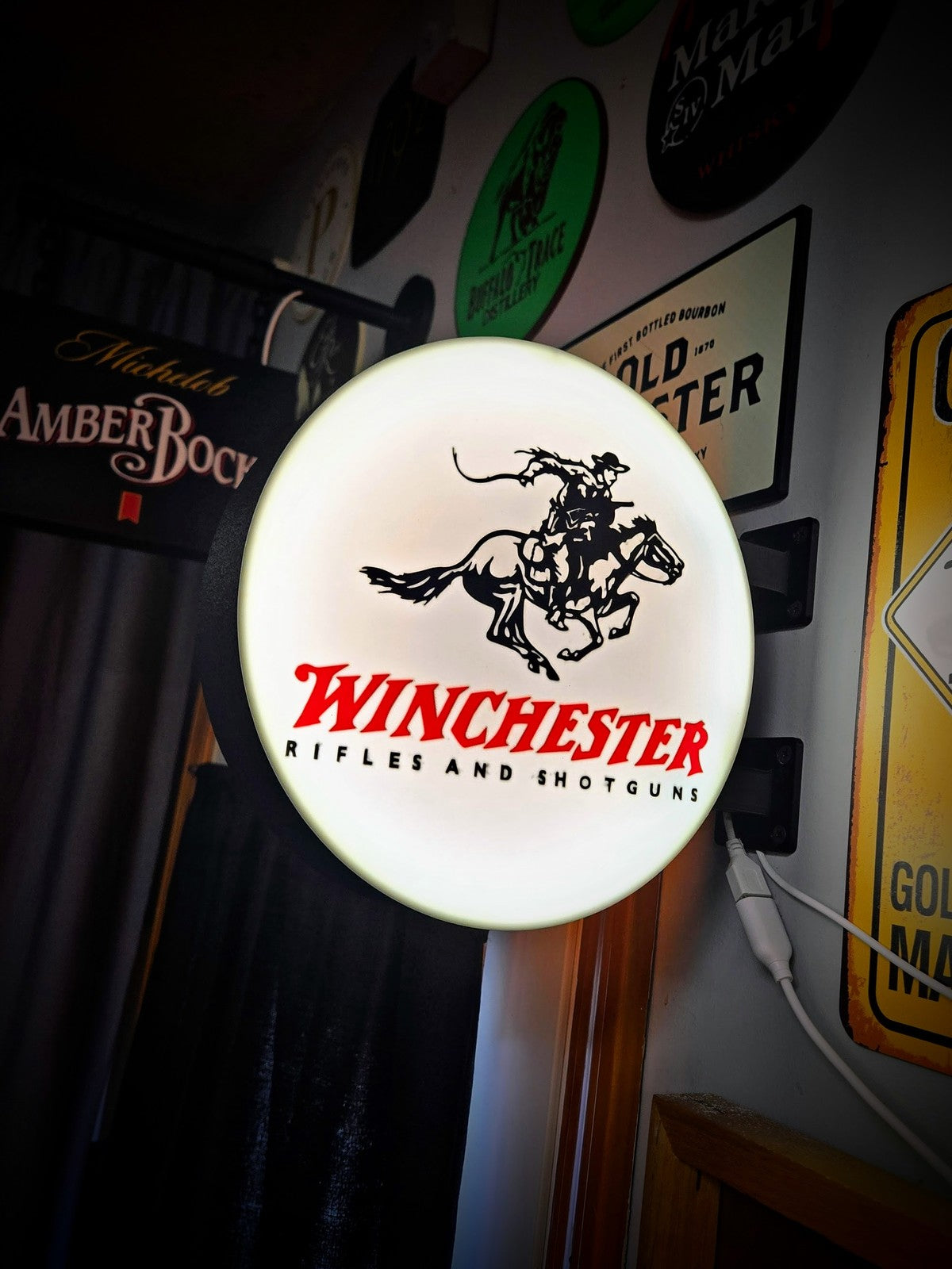 WINCHESTER 12 Inch Light Box LED Sign 3D Printed Wall Decor Man Cave Garage