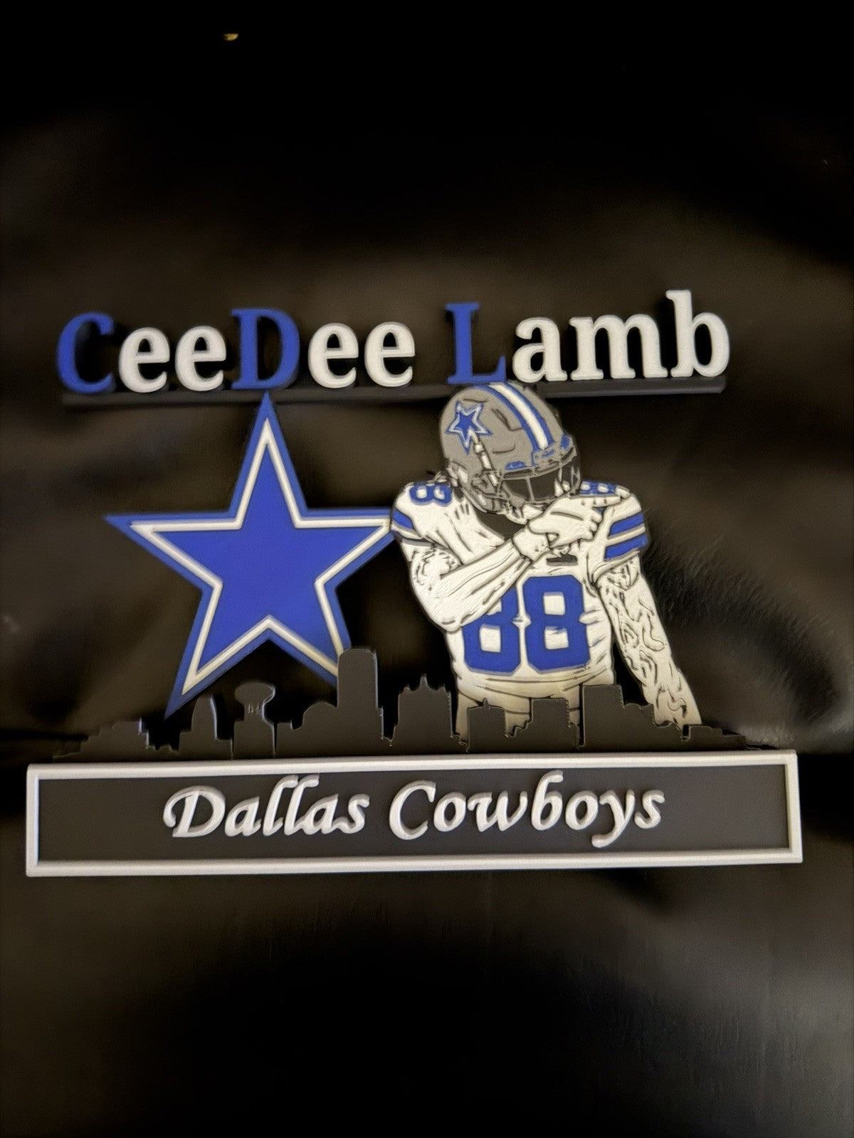 Dallas Football #88 CeeDee Lamb Skyline Desktop Display Fan Made 3D Printed PLA