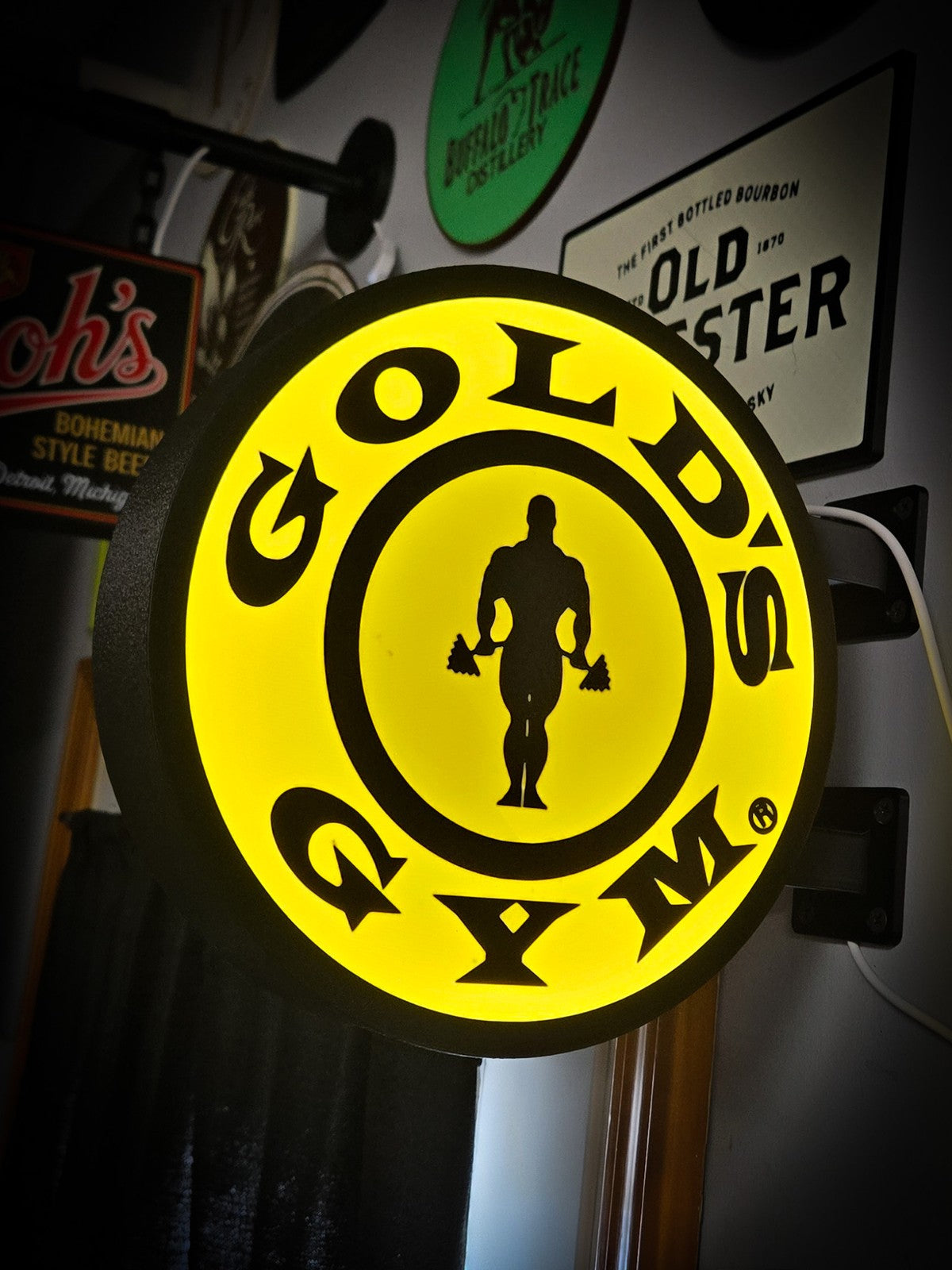 GOLD'S GYM 12 Inch Light Box LED Sign 3D Printed Wall Decor Man Cave Garage