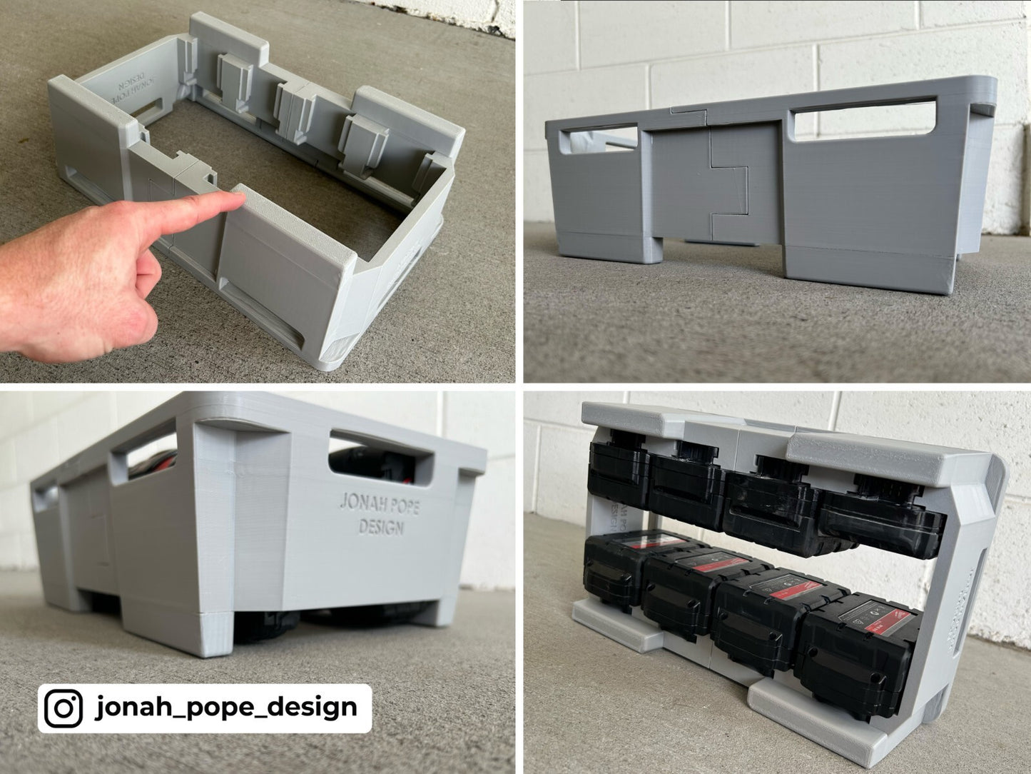 M18 Battery Rack UPPER Insert for Milwaukee Packout | Jonah Pope (Insert Only)